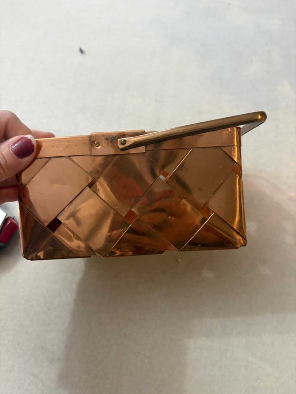 Vi tags Woven copper and brass basket